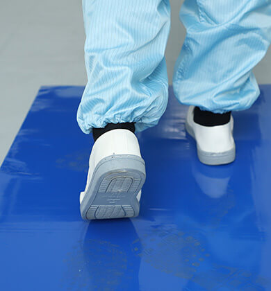 people walking on the sticky mats